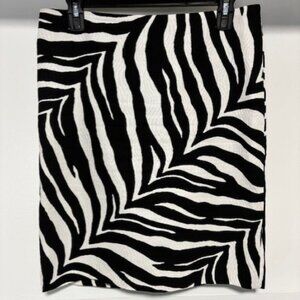 Talbots Black White Zebra Mini Skirt 8P A Line Whimysgoth Slit Modern Abstract